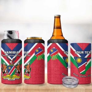 Personalised Namibia 4 in 1 Can Cooler Tumbler Coat Of Arms With Flag Map - Happy Independence Day