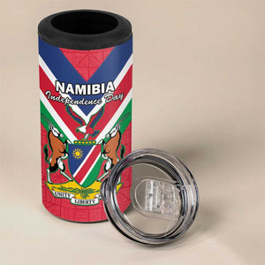 Personalised Namibia 4 in 1 Can Cooler Tumbler Coat Of Arms With Flag Map - Happy Independence Day