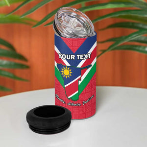 Personalised Namibia 4 in 1 Can Cooler Tumbler Coat Of Arms With Flag Map - Happy Independence Day