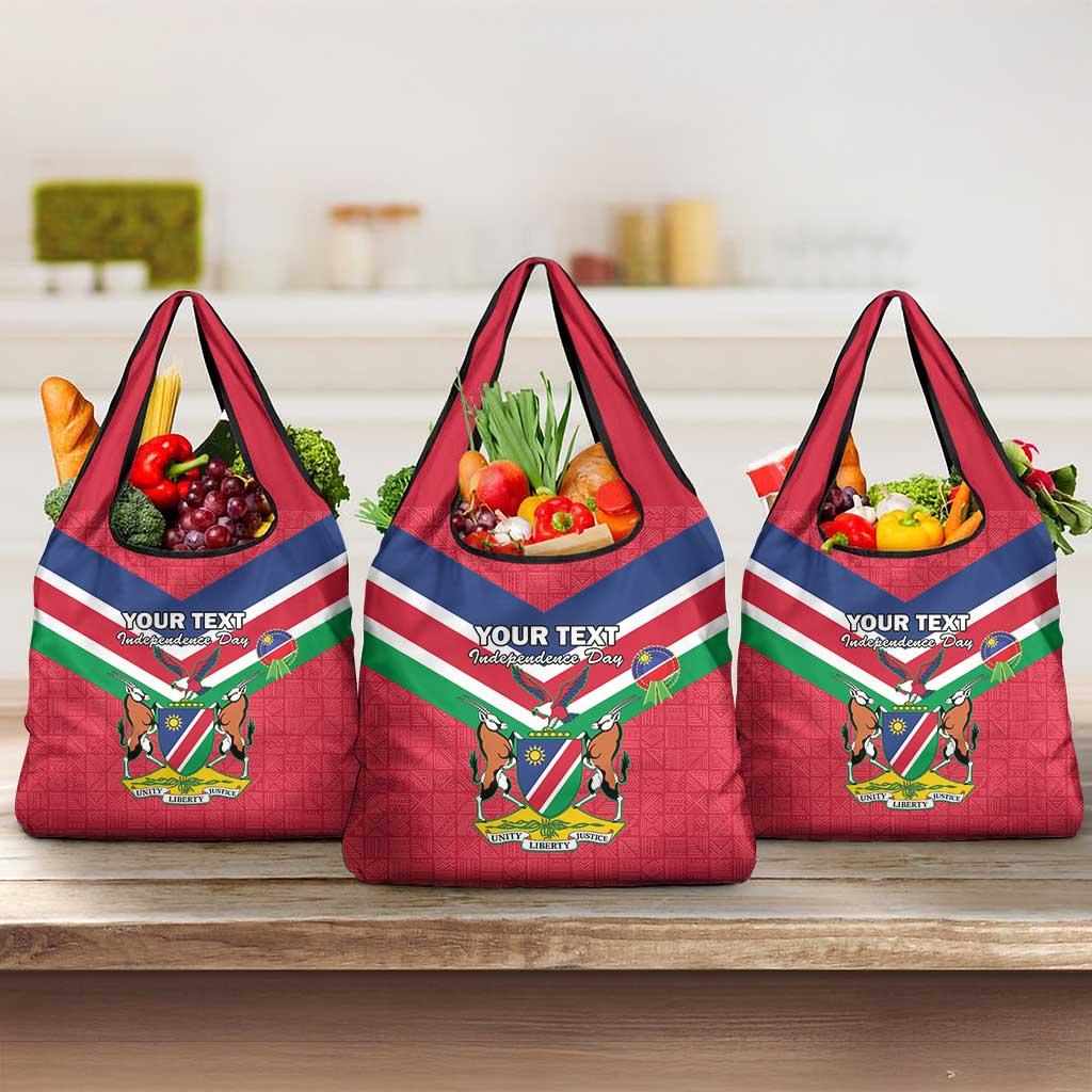 Personalised Namibia Grocery Bag Coat Of Arms With Flag Map - Happy Independence Day