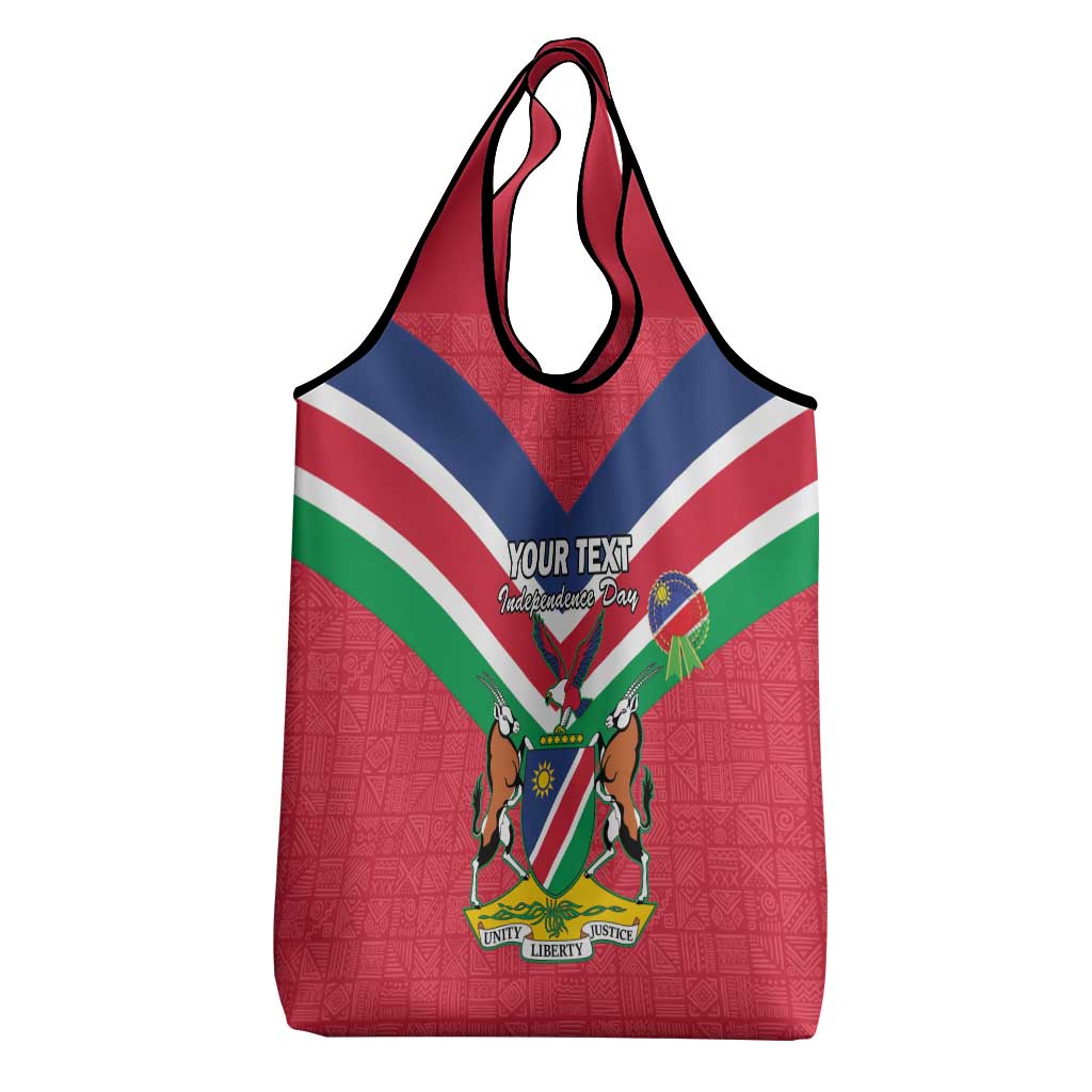 Personalised Namibia Grocery Bag Coat Of Arms With Flag Map - Happy Independence Day