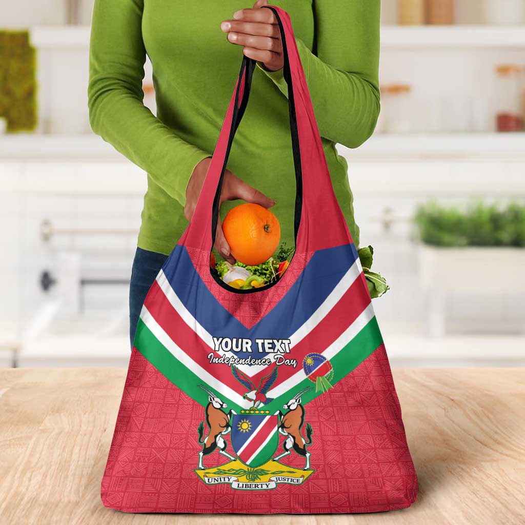 Personalised Namibia Grocery Bag Coat Of Arms With Flag Map - Happy Independence Day
