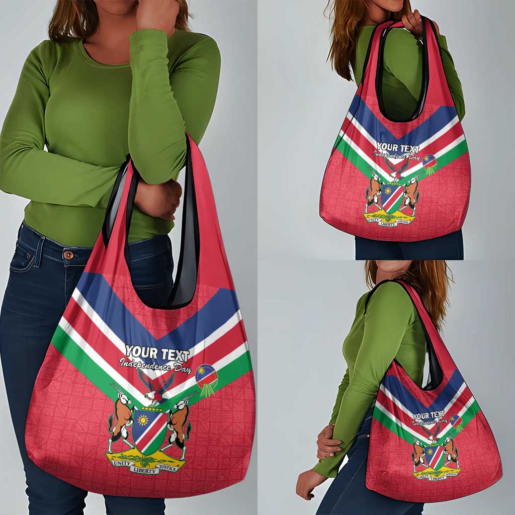 Personalised Namibia Grocery Bag Coat Of Arms With Flag Map - Happy Independence Day