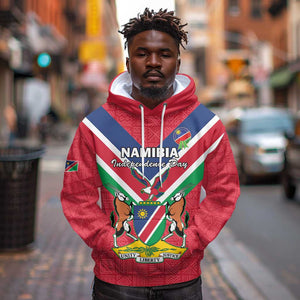 Personalised Namibia Hoodie Coat Of Arms With Flag Map - Happy Independence Day