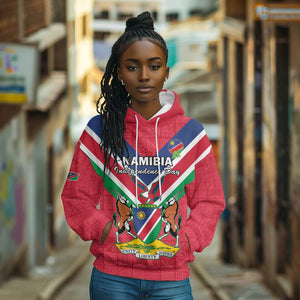 Personalised Namibia Hoodie Coat Of Arms With Flag Map - Happy Independence Day