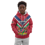 Personalised Namibia Kid Hoodie Coat Of Arms With Flag Map - Happy Independence Day