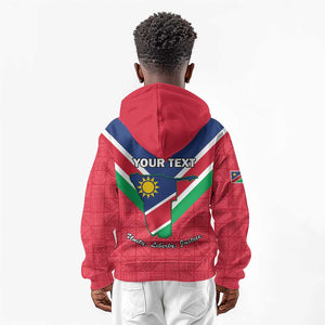 Personalised Namibia Kid Hoodie Coat Of Arms With Flag Map - Happy Independence Day