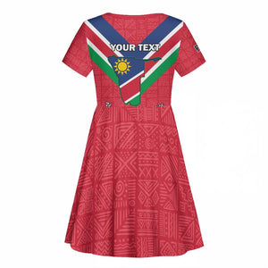 Personalised Namibia Kid Short Sleeve Dress Coat Of Arms With Flag Map - Happy Independence Day