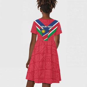 Personalised Namibia Kid Short Sleeve Dress Coat Of Arms With Flag Map - Happy Independence Day