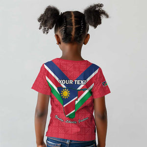 Personalised Namibia Kid T shirt Coat Of Arms With Flag Map - Happy Independence Day