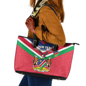 Personalised Namibia Leather Tote Bag Coat Of Arms With Flag Map - Happy Independence Day