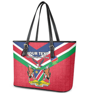 Personalised Namibia Leather Tote Bag Coat Of Arms With Flag Map - Happy Independence Day