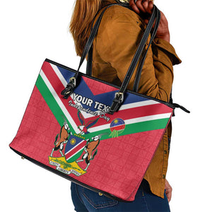 Personalised Namibia Leather Tote Bag Coat Of Arms With Flag Map - Happy Independence Day