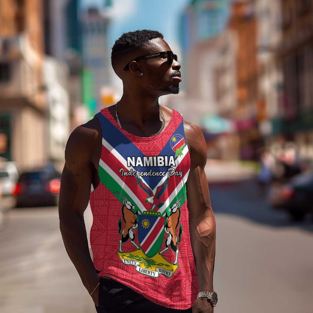 Personalised Namibia Men Tank Top Coat Of Arms With Flag Map - Happy Independence Day