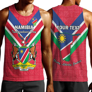 Personalised Namibia Men Tank Top Coat Of Arms With Flag Map - Happy Independence Day