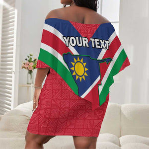 Personalised Namibia Off Shoulder Short Dress Coat Of Arms With Flag Map - Happy Independence Day