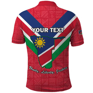 Personalised Namibia Polo Shirt Coat Of Arms With Flag Map - Happy Independence Day