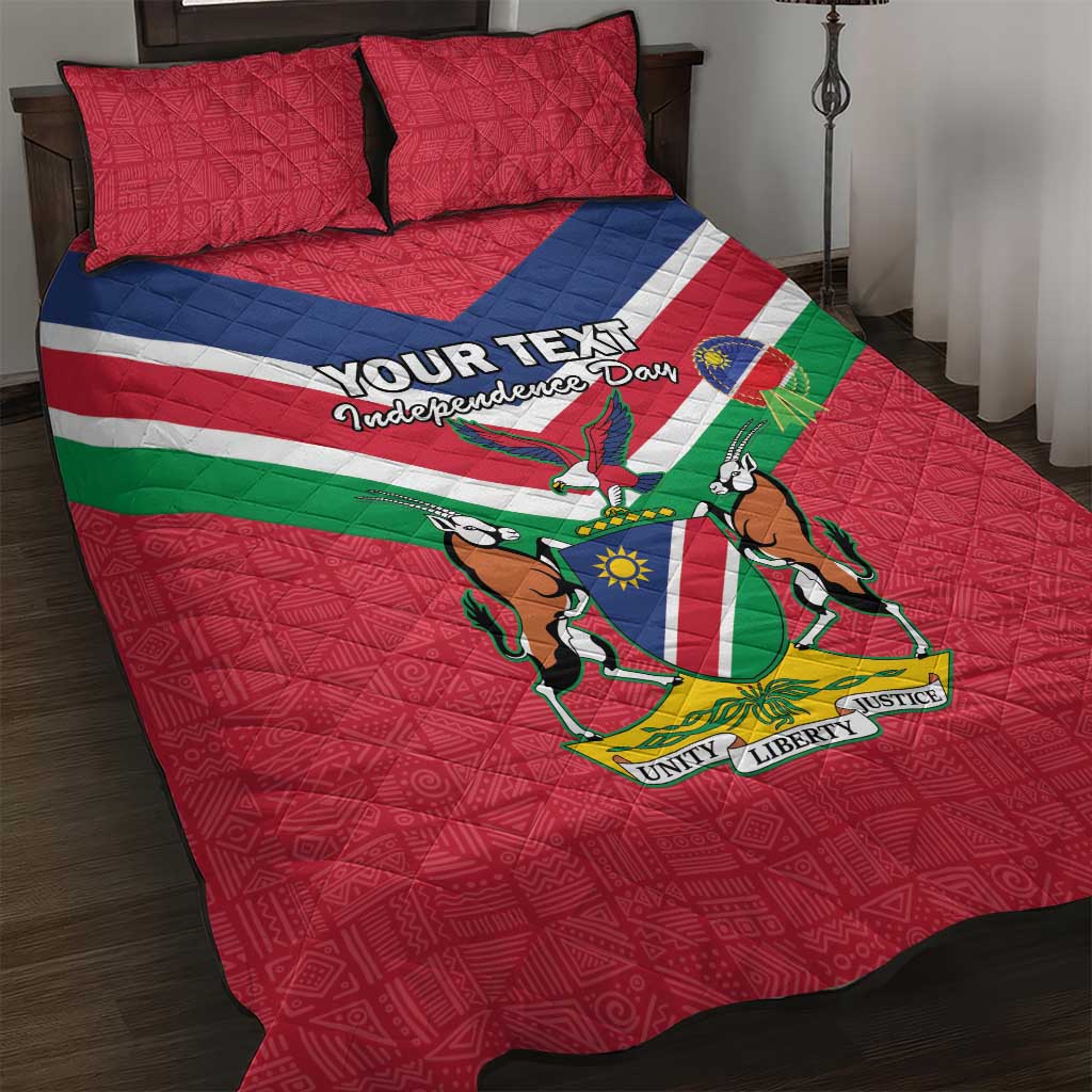 Personalised Namibia Quilt Bed Set Coat Of Arms With Flag Map - Happy Independence Day