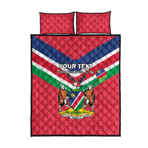 Personalised Namibia Quilt Bed Set Coat Of Arms With Flag Map - Happy Independence Day