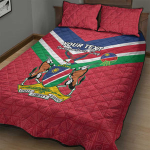 Personalised Namibia Quilt Bed Set Coat Of Arms With Flag Map - Happy Independence Day