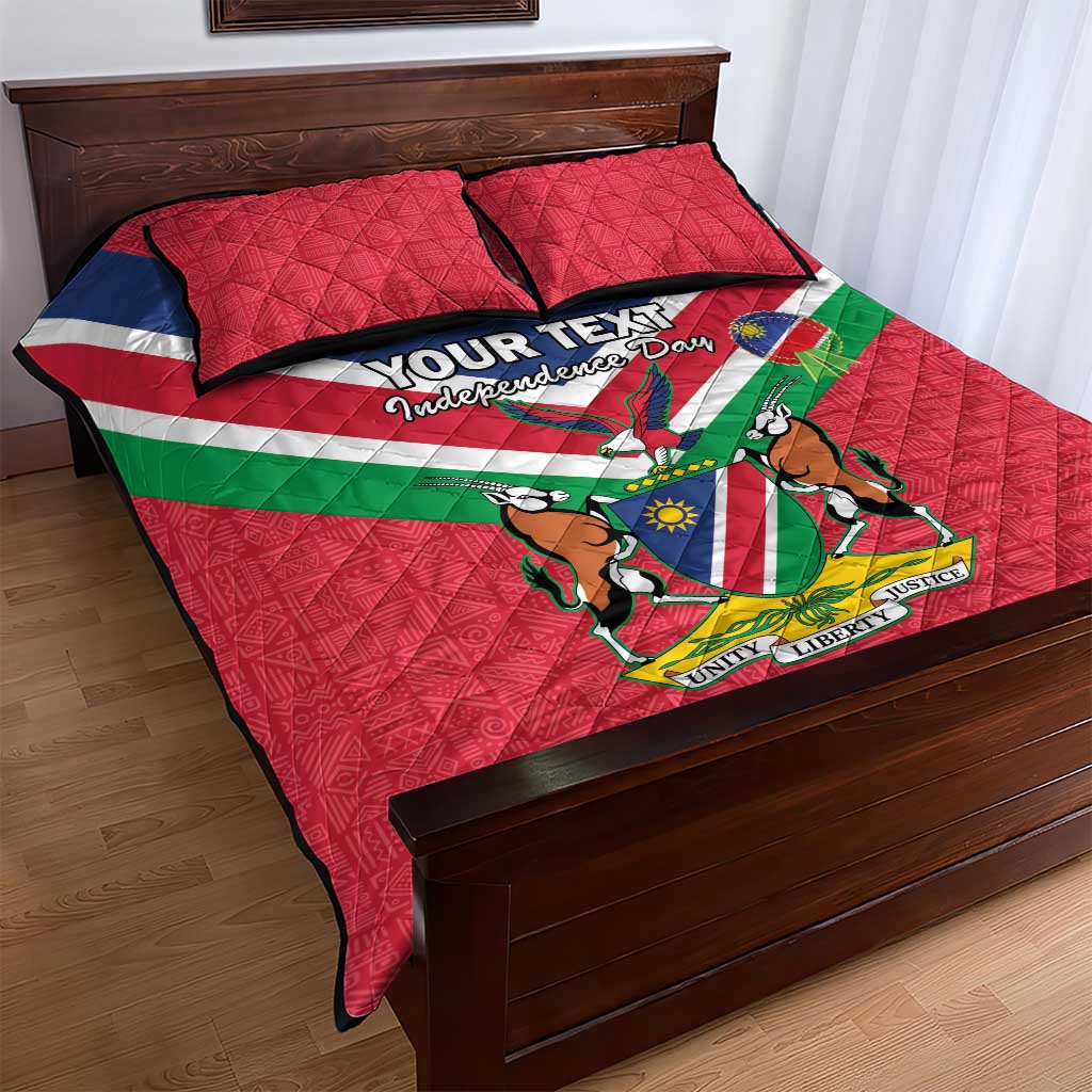 Personalised Namibia Quilt Bed Set Coat Of Arms With Flag Map - Happy Independence Day