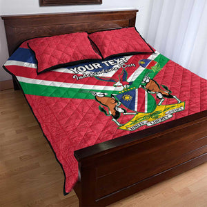 Personalised Namibia Quilt Bed Set Coat Of Arms With Flag Map - Happy Independence Day