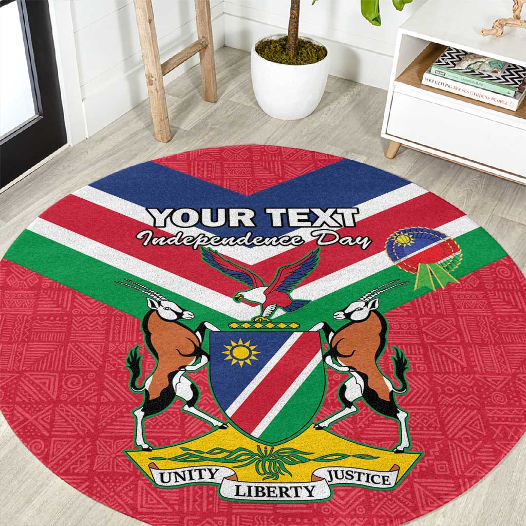 Personalised Namibia Round Carpet Coat Of Arms With Flag Map - Happy Independence Day