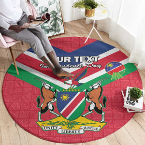 Personalised Namibia Round Carpet Coat Of Arms With Flag Map - Happy Independence Day