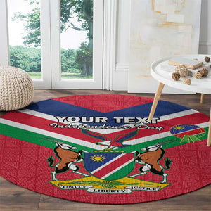 Personalised Namibia Round Carpet Coat Of Arms With Flag Map - Happy Independence Day