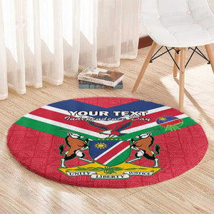 Personalised Namibia Round Carpet Coat Of Arms With Flag Map - Happy Independence Day