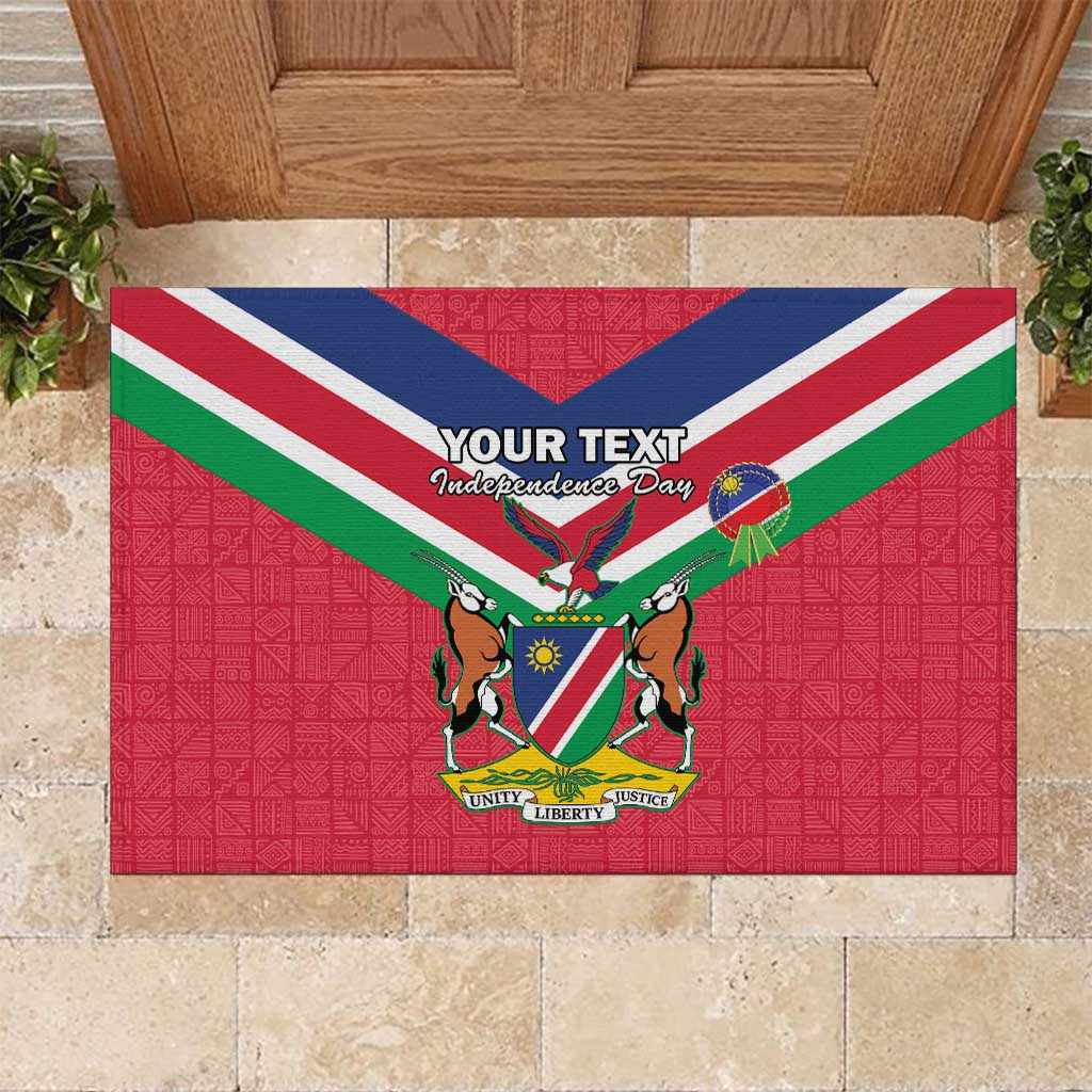 Personalised Namibia Rubber Doormat Coat Of Arms With Flag Map - Happy Independence Day