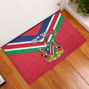 Personalised Namibia Rubber Doormat Coat Of Arms With Flag Map - Happy Independence Day