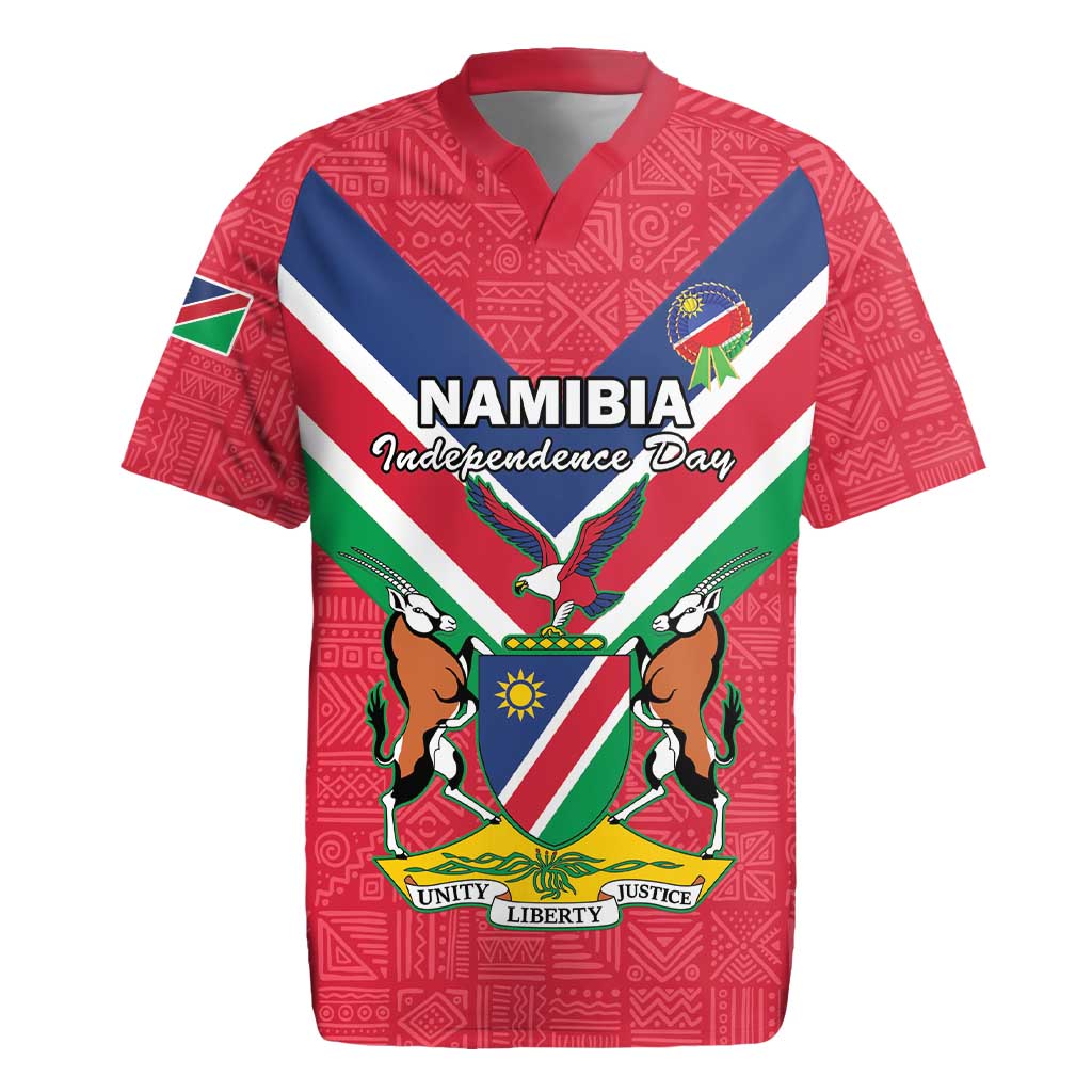 Personalised Namibia Rugby Jersey Coat Of Arms With Flag Map - Happy Independence Day