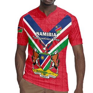 Personalised Namibia Rugby Jersey Coat Of Arms With Flag Map - Happy Independence Day