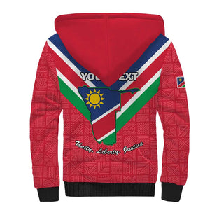 Personalised Namibia Sherpa Hoodie Coat Of Arms With Flag Map - Happy Independence Day