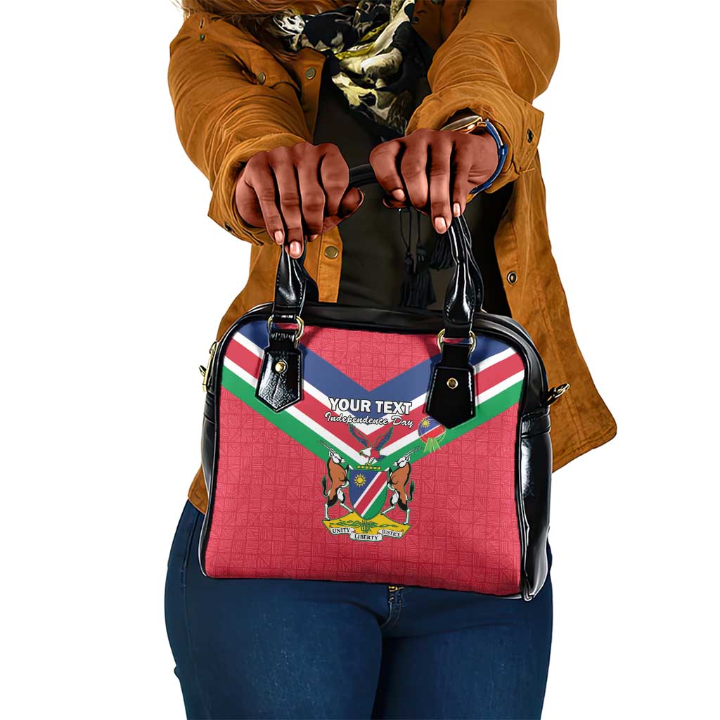 Personalised Namibia Shoulder Handbag Coat Of Arms With Flag Map - Happy Independence Day