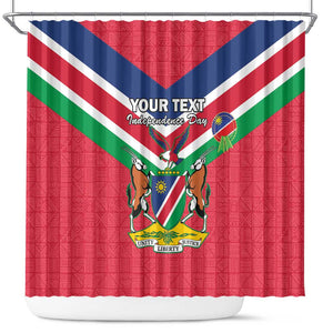 Personalised Namibia Shower Curtain Coat Of Arms With Flag Map - Happy Independence Day