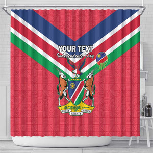 Personalised Namibia Shower Curtain Coat Of Arms With Flag Map - Happy Independence Day