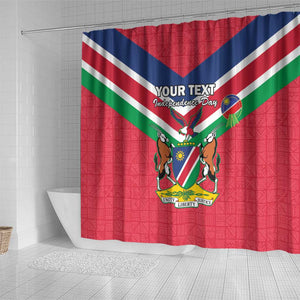 Personalised Namibia Shower Curtain Coat Of Arms With Flag Map - Happy Independence Day