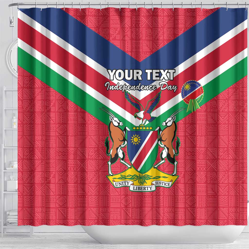 Personalised Namibia Shower Curtain Coat Of Arms With Flag Map - Happy Independence Day