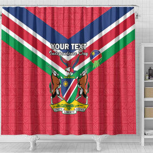 Personalised Namibia Shower Curtain Coat Of Arms With Flag Map - Happy Independence Day