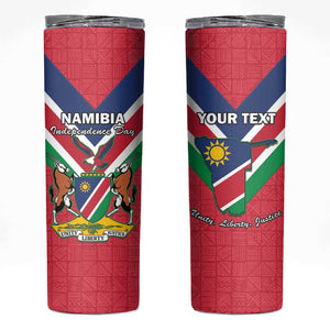 Personalised Namibia Skinny Tumbler Coat Of Arms With Flag Map - Happy Independence Day