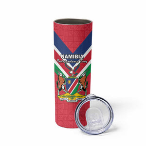 Personalised Namibia Skinny Tumbler Coat Of Arms With Flag Map - Happy Independence Day