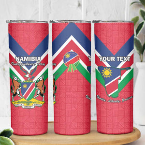 Personalised Namibia Skinny Tumbler Coat Of Arms With Flag Map - Happy Independence Day