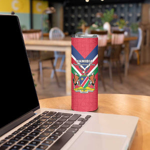 Personalised Namibia Skinny Tumbler Coat Of Arms With Flag Map - Happy Independence Day