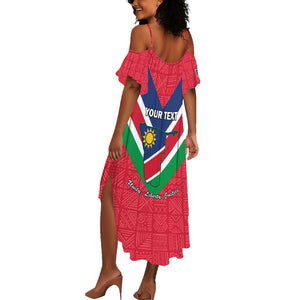 Personalised Namibia Summer Maxi Dress Coat Of Arms With Flag Map - Happy Independence Day