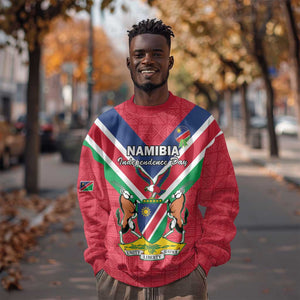 Personalised Namibia Sweatshirt Coat Of Arms With Flag Map - Happy Independence Day