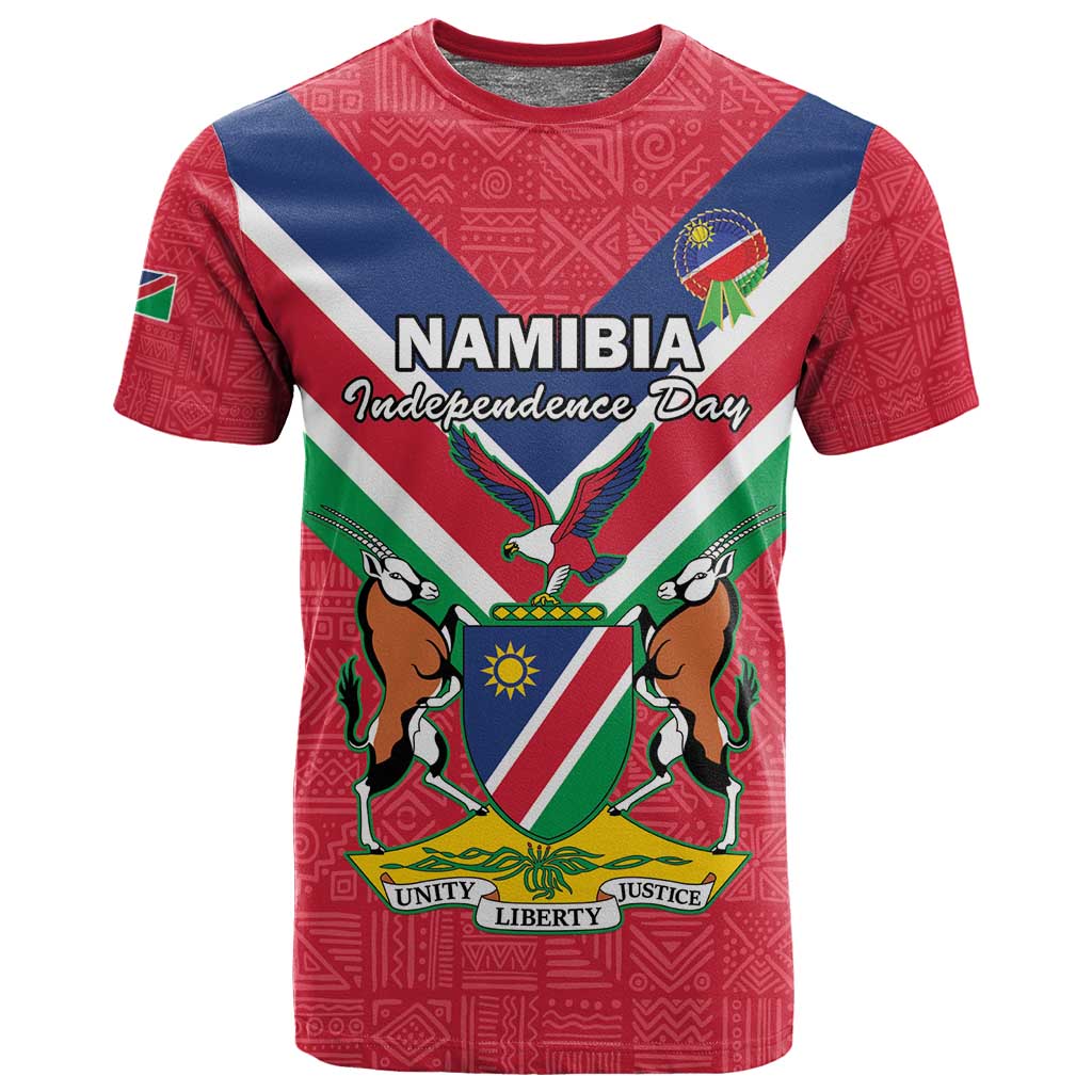 Personalised Namibia T shirt Coat Of Arms With Flag Map - Happy Independence Day