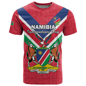 Personalised Namibia T shirt Coat Of Arms With Flag Map - Happy Independence Day