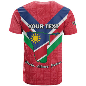 Personalised Namibia T shirt Coat Of Arms With Flag Map - Happy Independence Day